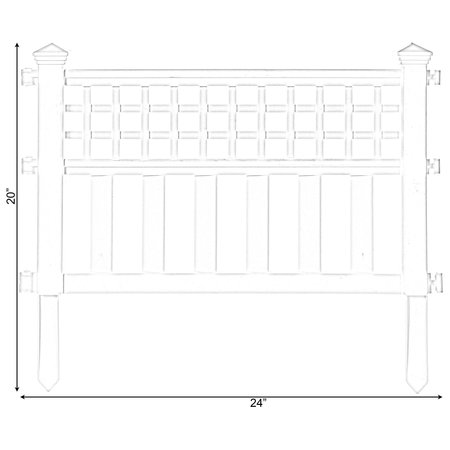 Gardenised Garden Gate Patio Picket Fence Flower Bed Border White Vinyl Edging QI003741.WL